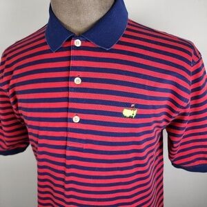 Masters Collection Augusta Polo Golf Shirt Mens Size Medium M Blue, Red Stripe